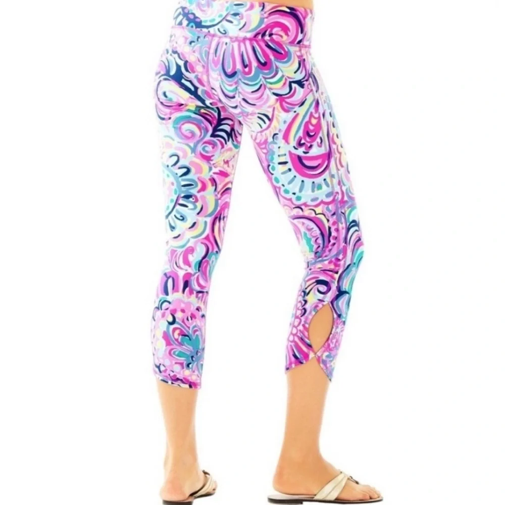 Lilly Pulitzer Luxletic Cropped Legging - Psychedelic Sunshine, Sz small - Picture 2 of 8